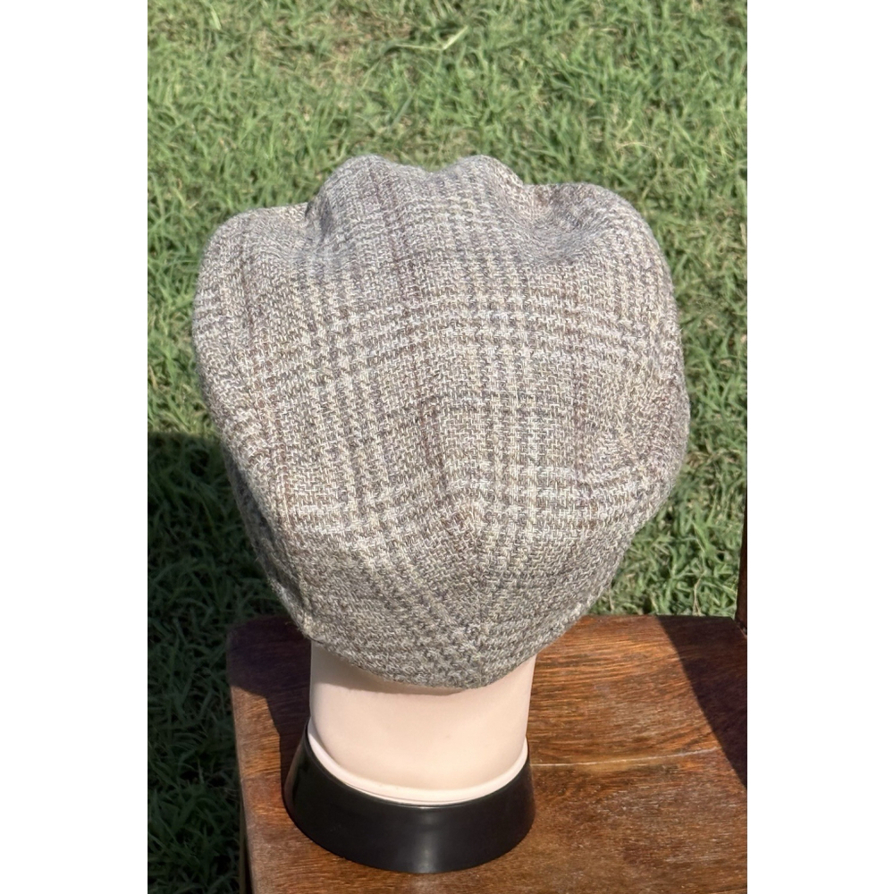 Vintage Totes Newsboy Cabbie Flat Cap Hat GREY Wool Blend Plaid MEDIUM - Picture 3 of 5